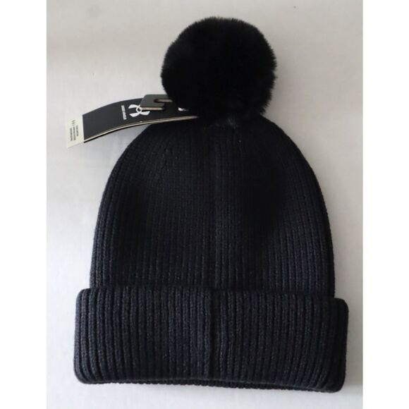Under Armour 1373098-002 Women's OSFM Black Halftime Ribbed Pom Beanie - Picture 2 of 5